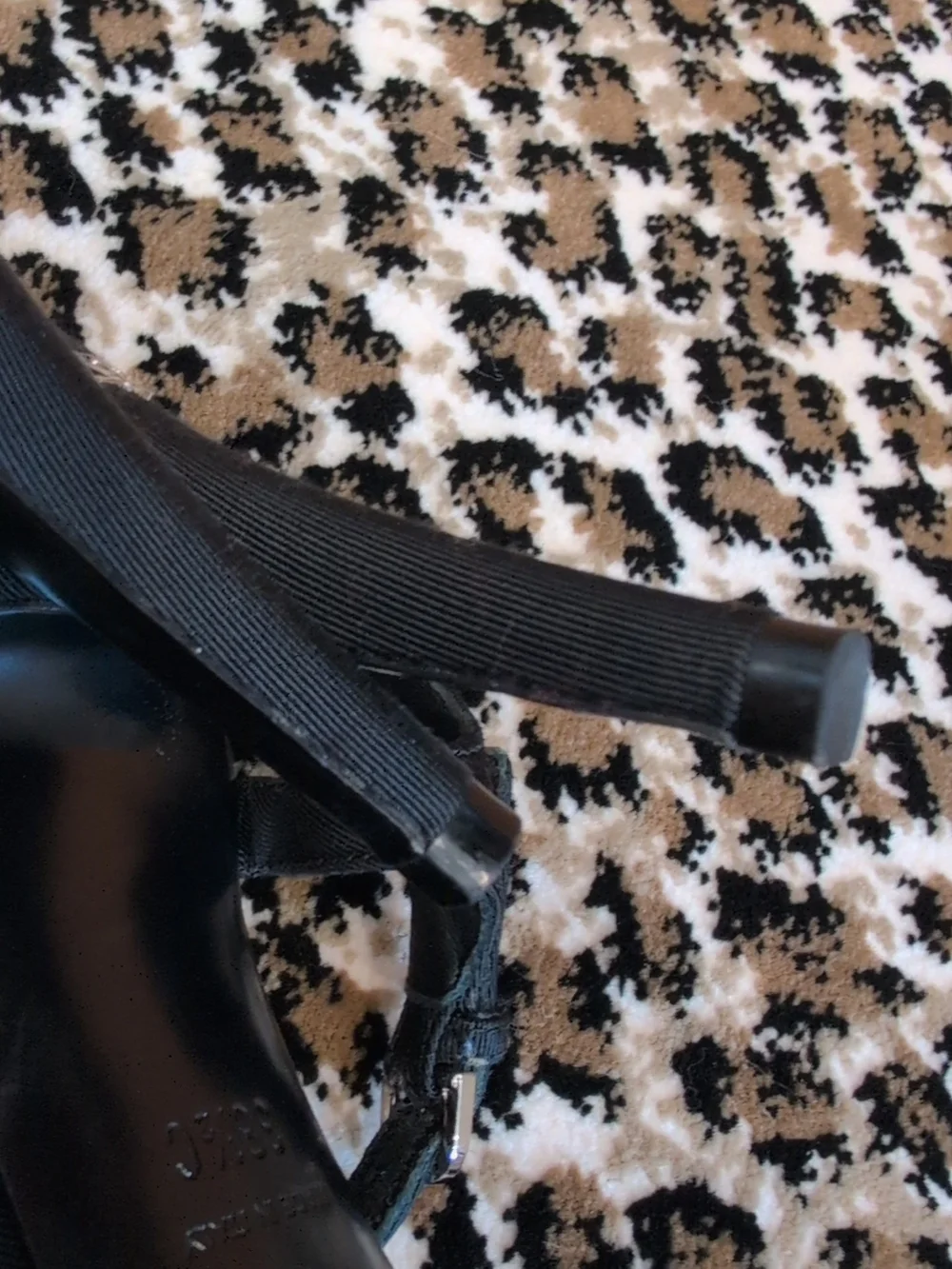 CHANEL Black Camellia T-strap Heels 38.5